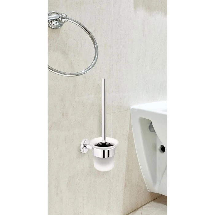 Bremermann WC-Bürste WC-Garnitur Lucente, Weiß, Bürstenhalter Aus Glas, Zur Wandmontage 2 Bremermann WC-Bürste WC-Garnitur Lucente, Weiß, Bürstenhalter Aus Glas, Zur Wandmontage – Bild 2