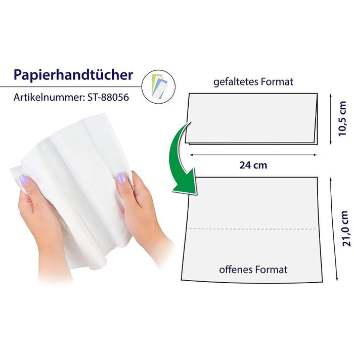 Semy-Top Papierhandtücher 2-lagig, Weiß, Zick-Zack-Falz, 24 X 21 Cm, 3200 Stück 2 Semy-Top Papierhandtücher 2-lagig, Weiß, Zick-Zack-Falz, 24 X 21 Cm, 3200 Stück – Bild 2