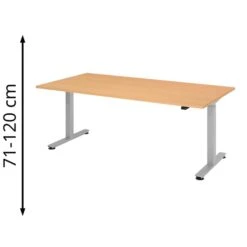 Hammerbacher Schreibtisch XMST 2E, Buche, Elektrisch Höhenverstellbar, 200 X 71-120 X 100cm