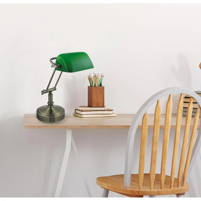 SEA-CLUB Schreibtischlampe 1298G Bankerlampe, Messing Antik, Grün, Mit Standfuß 2 SEA-CLUB Schreibtischlampe 1298G Bankerlampe, Messing Antik, Grün, Mit Standfuß – Bild 2