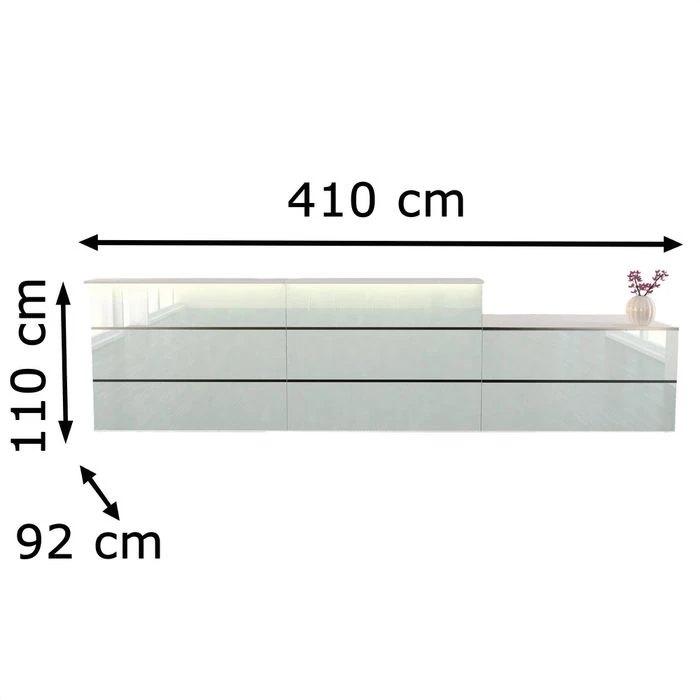 Kerkmann Empfangstheke Atlantis, Weiß / Weiß, 410 X 110 X 92cm, Mit Anbautisch 2 Kerkmann Empfangstheke Atlantis, Weiß / Weiß, 410 X 110 X 92cm, Mit Anbautisch – Bild 2