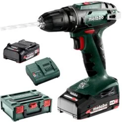 Metabo Akku-Bohrschrauber BS 18, 18V / 2,0Ah, Mit 2 Akkus Und Koffer