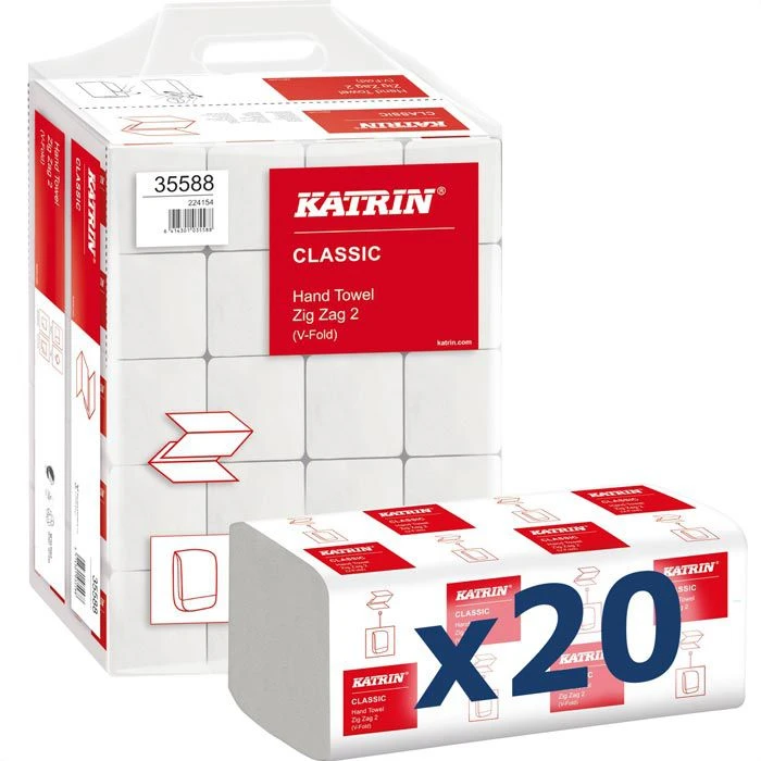 Katrin Classic 35588 Handy Pack, 2-lagig, Zick-Zack-Falz, 23 X 24,4 Cm, 4000 Stück, Papierhandtücher 1 Katrin Classic 35588 Handy Pack, 2-lagig, Zick-Zack-Falz, 23 X 24,4 Cm, 4000 Stück, Papierhandtücher
