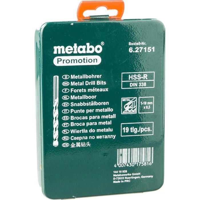 Metabo Bohrer HSS-R-Bohrerkassette, 627151000, 19-teiliges Set, HSS-R DIN 338 Metallbohrer 3 Metabo Bohrer HSS-R-Bohrerkassette, 627151000, 19-teiliges Set, HSS-R DIN 338 Metallbohrer – Bild 3