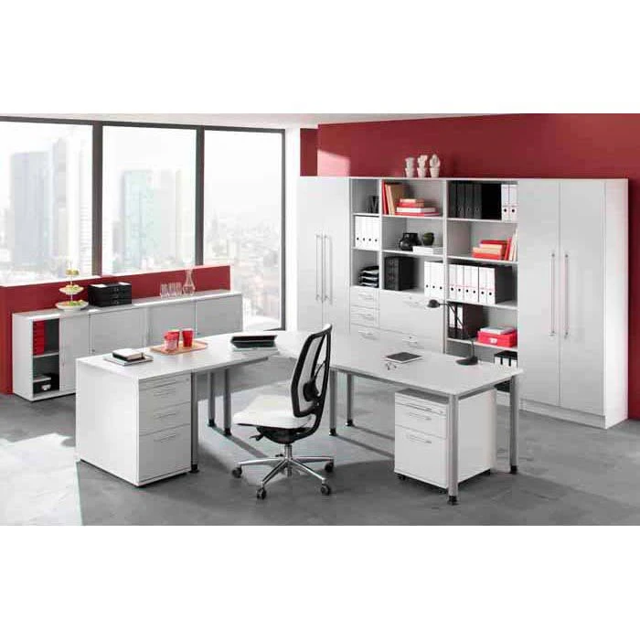 Hammerbacher Schreibtisch H-Serie, Weiß, Höhenverstellbar, 180 X 68,5-81 X 100cm, Freiform 3 Hammerbacher Schreibtisch H-Serie, Weiß, Höhenverstellbar, 180 X 68,5-81 X 100cm, Freiform – Bild 3