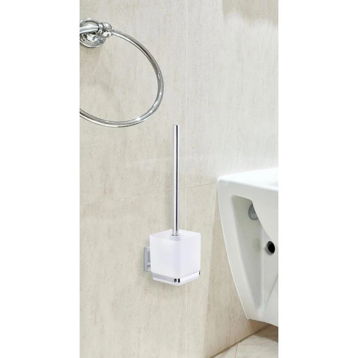 Wenko WC-Bürste Vacuum-Loc Quadro, Weiß, Bürstenhalter Aus Edelstahl, Zur Wandmontage 2 Wenko WC-Bürste Vacuum-Loc Quadro, Weiß, Bürstenhalter Aus Edelstahl, Zur Wandmontage – Bild 2