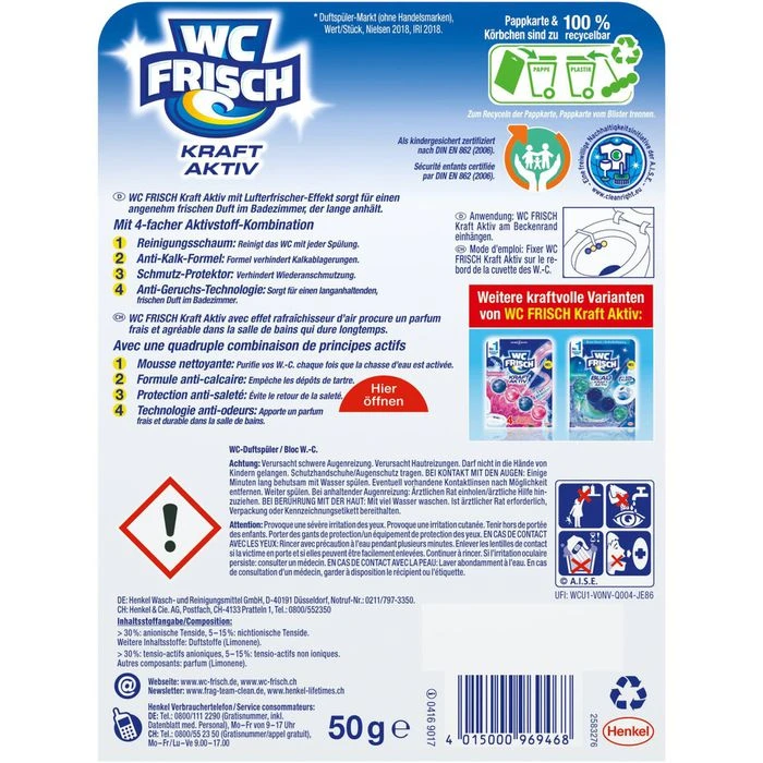 WC-Frisch WC-Duftspüler Kraft Aktiv Lemon, Lufterfrischer Effekt, Sauber + Frisch, Im Korb 3 WC-Frisch WC-Duftspüler Kraft Aktiv Lemon, Lufterfrischer Effekt, Sauber + Frisch, Im Korb – Bild 3