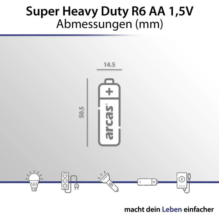 Arcas Batterien Super Heavy Duty, AA, Mignon, R6, 4 Stück 5 Arcas Batterien Super Heavy Duty, AA, Mignon, R6, 4 Stück – Bild 5