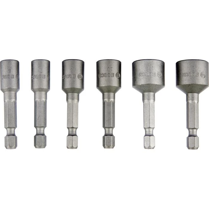 Bosch Steckschlüssel 2608551079, 6-teilig, 6 - 13mm Schlüsselweite - 50mm Länge, 1/4 Zoll 1 Bosch Steckschlüssel 2608551079, 6-teilig, 6 - 13mm Schlüsselweite - 50mm Länge, 1/4 Zoll