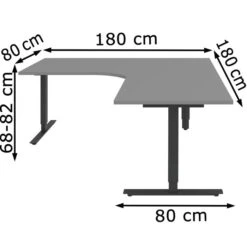 Röhr Schreibtisch Techno, Mittelgrau, Höhenverstellbar, 180 X 68-82 X 180cm, L-Form -Drogerie - Gesundheit Geschäft 469a8a51c57dbed49b230528a8bfe6a6ffe938cf schreibtisch roehr techno mittelgrau