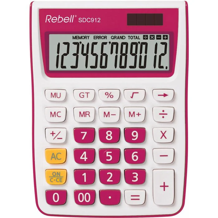 Rebell Taschenrechner SDC912, Pink, 12-stellige LCD-Anzeige 1 Rebell Taschenrechner SDC912, Pink, 12-stellige LCD-Anzeige
