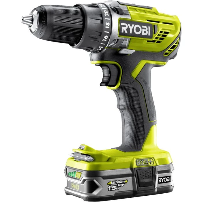 Ryobi Akku-Bohrschrauber R18DD3-215S, 18V / 1,5Ah, Mit 2 Akkus Und Tasche 2 Ryobi Akku-Bohrschrauber R18DD3-215S, 18V / 1,5Ah, Mit 2 Akkus Und Tasche – Bild 2