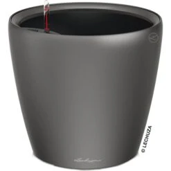 Lechuza Übertopf CLASSICO LS 35 Anthrazit Metallic, Ø 36 X H 33 Cm, Kunststoff, Erdbewässerungssystem