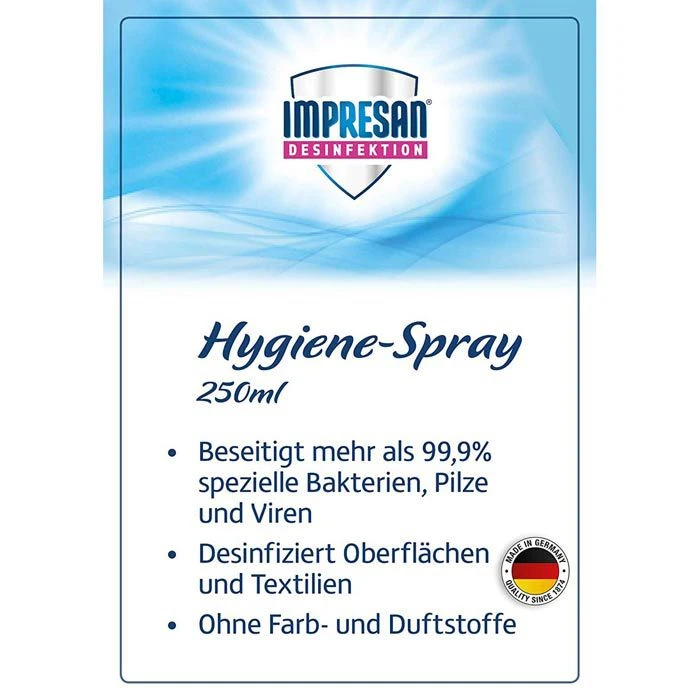 Impresan 3531 Hygienespray, Pumpspray, 250ml, Desinfektionsmittel 2 Impresan 3531 Hygienespray, Pumpspray, 250ml, Desinfektionsmittel – Bild 2