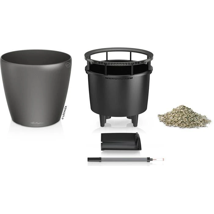 Lechuza Übertopf CLASSICO LS 35 Anthrazit Metallic, Ø 36 X H 33 Cm, Kunststoff, Erdbewässerungssystem 2 Lechuza Übertopf CLASSICO LS 35 Anthrazit Metallic, Ø 36 X H 33 Cm, Kunststoff, Erdbewässerungssystem – Bild 2