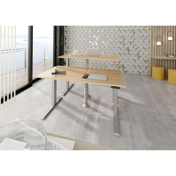 Hammerbacher Schreibtisch XDKB 19, Eiche, Elektrisch Höhenverstellbar, 180 X 64-129 X 80cm 5 Hammerbacher Schreibtisch XDKB 19, Eiche, Elektrisch Höhenverstellbar, 180 X 64-129 X 80cm – Bild 5