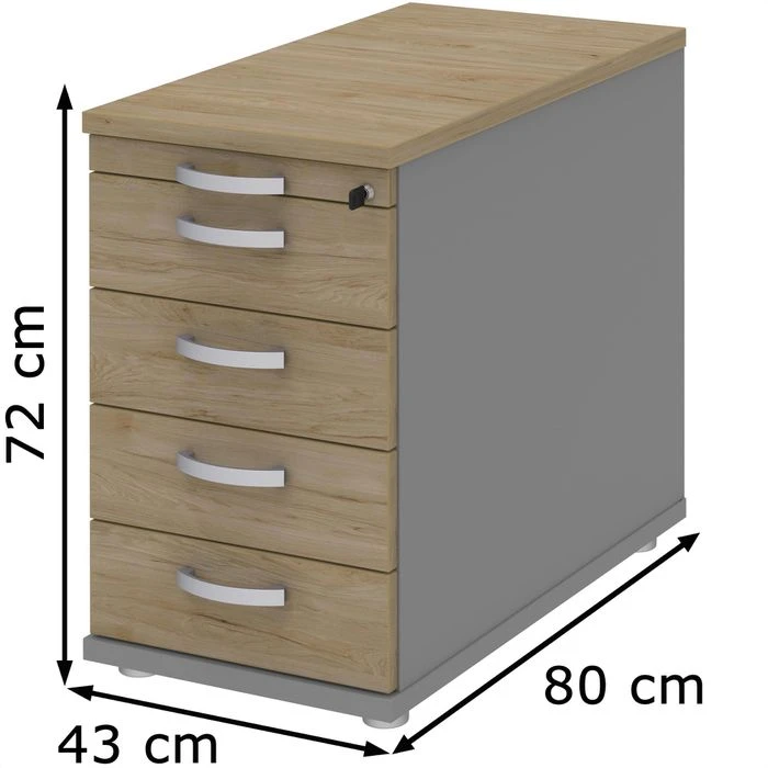 Röhr Standcontainer Techno, Hickory, Aus Holz, Mit 5 Schubladen, Abschließbar 2 Röhr Standcontainer Techno, Hickory, Aus Holz, Mit 5 Schubladen, Abschließbar – Bild 2