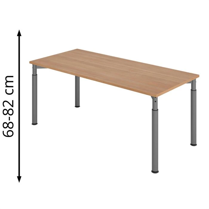 Hammerbacher Schreibtisch Y-Serie, Verstellbar, 180 X 68-82 X 80, Nussbaum / Graphit 1 Hammerbacher Schreibtisch Y-Serie, Verstellbar, 180 X 68-82 X 80, Nussbaum / Graphit