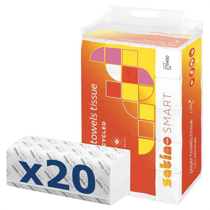 Satino Smart By Wepa Papierhandtücher 276490, Weiß, 2-lagig, Zick-Zack-Falz, 24 X 23 Cm, 4000 Stück 1 Satino Smart By Wepa Papierhandtücher 276490, Weiß, 2-lagig, Zick-Zack-Falz, 24 X 23 Cm, 4000 Stück