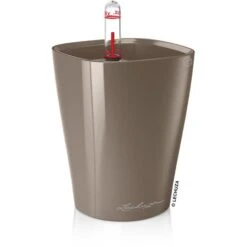 Lechuza Übertopf MINI-DELTINI, Taupe Hochglanz, 10 X 10 X 13 Cm, Kunststoff, Erdbewässerungssystem