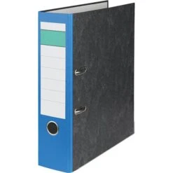 Grüner Balken Ordner A4, Breit, 8cm, Blau, Karton, Wolkenmarmor