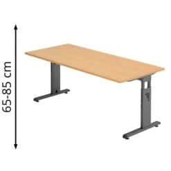 Hammerbacher Schreibtisch O-Serie, Verstellbar, 180 X 65-85 X 80cm, Buche / Graphit