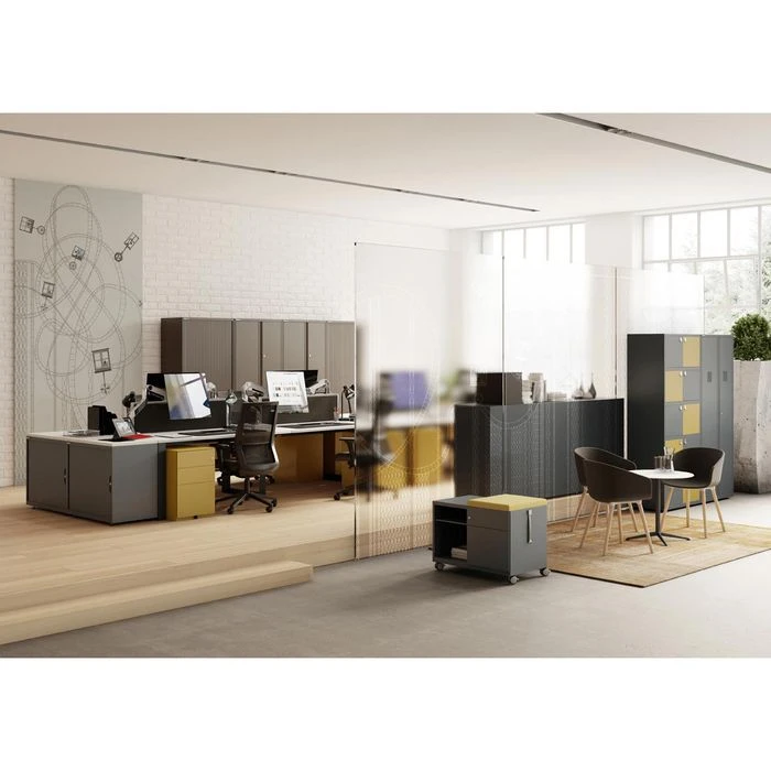 Bisley Rollcontainer Note Caddy, Metall, Lichtgrau, 1 Schub Und Hängeregistratur Rechts, Abschließbar 4 Bisley Rollcontainer Note Caddy, Metall, Lichtgrau, 1 Schub Und Hängeregistratur Rechts, Abschließbar – Bild 4