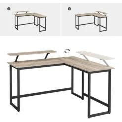 Vasagle Schreibtisch LWD056B02, Grau, Vintage, Maße: 140 X 130cm, L-Form -Drogerie - Gesundheit Geschäft 7053a31cc8d8c0e7e9759d65253afa450e546758 schreibtisch vasagle lwd056b02 grau