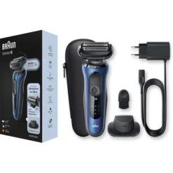 Braun Elektrorasierer Series 6 60-B1200s, Blau, Wet & Dry, Mit EasyClick-Präzisionstrimmer -Drogerie - Gesundheit Geschäft 72a46919111929a836577020e336499cb5fe09be elektrorasierer braun series 6 60 b1200s blau