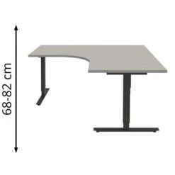 Röhr Schreibtisch Quantum, Riptype Grau, Links, Höhenverstellbar, 160 X 68-82 X 160cm, L-Form