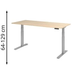 Hammerbacher Schreibtisch XDKB 19, Eiche, Elektrisch Höhenverstellbar, 180 X 64-129 X 80cm