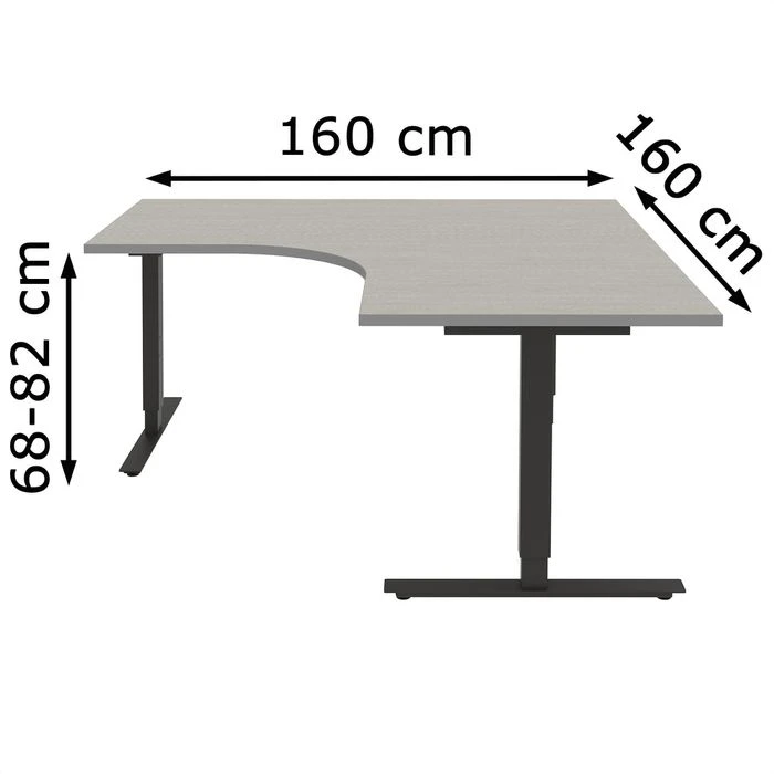 Röhr Schreibtisch Quantum, Riptype Grau, Links, Höhenverstellbar, 160 X 68-82 X 160cm, L-Form – Bild 2