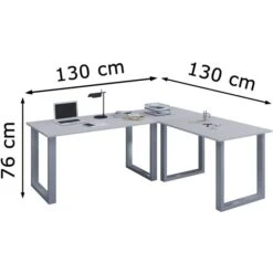 VCM Schreibtisch Lona, 915242, Grau, Maße: 130 X 130cm, L-Form -Drogerie - Gesundheit Geschäft 8700b90e59fbf8747e20ae9fa721e6fd0863c792 schreibtisch vcm lona 915242 grau