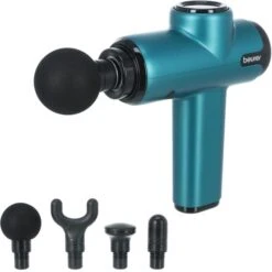 Beurer Massagepistole MG 99 Massage Gun Compact, 5 Geschwindigkeiten, Wiederaufladbar, 4 Aufsätze