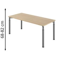Hammerbacher Schreibtisch Y-Serie, Verstellbar, 180 X 68-82 X 80cm, Eiche / Graphit
