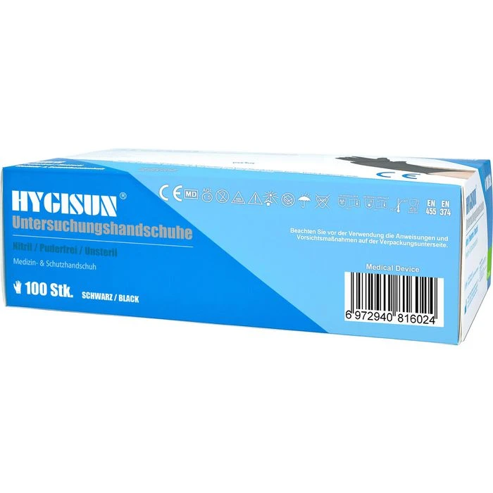 HYGISUN Einmalhandschuhe Intco Nitril, Puderfrei, Schwarz, 100 Stück, Größe M 5 HYGISUN Einmalhandschuhe Intco Nitril, Puderfrei, Schwarz, 100 Stück, Größe M – Bild 5