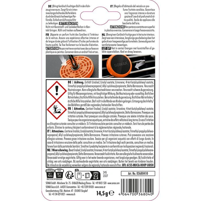 Sonax Autoduft Air Freshener 03680410, Mit Clip, Für Lüftungsschlitz, Havana Love 2 Sonax Autoduft Air Freshener 03680410, Mit Clip, Für Lüftungsschlitz, Havana Love – Bild 2