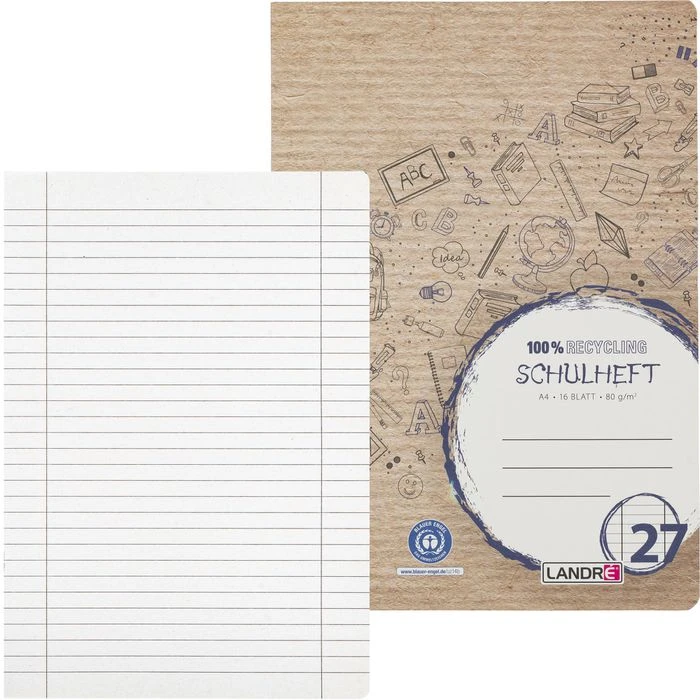 Landre Schulheft 100050217, Recycling, A4, Liniert Mit Rand, 16 Blatt, Lineatur 27 1 Landre Schulheft 100050217, Recycling, A4, Liniert Mit Rand, 16 Blatt, Lineatur 27