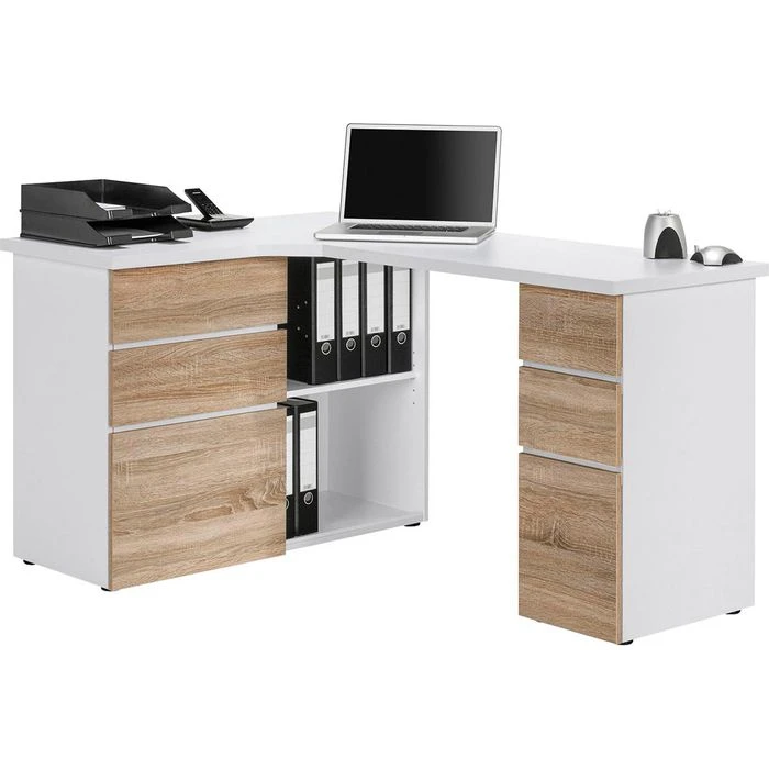 Maja Schreibtisch 9543, Weiß / Sonoma Eiche, Mit Sideboard, 145 X 102cm, L-Form 2 Maja Schreibtisch 9543, Weiß / Sonoma Eiche, Mit Sideboard, 145 X 102cm, L-Form – Bild 2