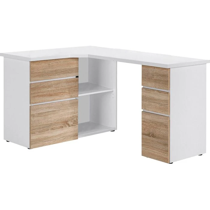 Maja Schreibtisch 9543, Weiß / Sonoma Eiche, Mit Sideboard, 145 X 102cm, L-Form 1 Maja Schreibtisch 9543, Weiß / Sonoma Eiche, Mit Sideboard, 145 X 102cm, L-Form
