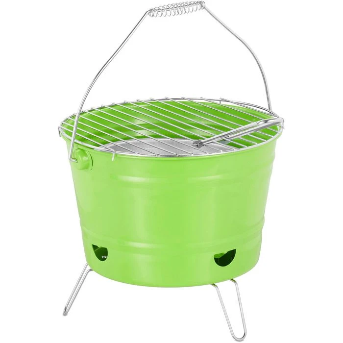 Relaxdays Holzkohlegrill Tragbarer Mini Grill, Eisen, Mit Griff, Grün, Grillfläche Ø 27cm 1 Relaxdays Holzkohlegrill Tragbarer Mini Grill, Eisen, Mit Griff, Grün, Grillfläche Ø 27cm