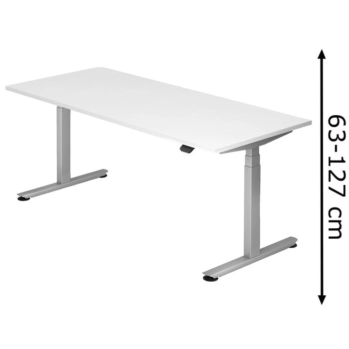 Hammerbacher Schreibtisch XDLB 19, Weiß, Elektrisch Höhenverstellbar, 180 X 63-127 X 80cm 1 Hammerbacher Schreibtisch XDLB 19, Weiß, Elektrisch Höhenverstellbar, 180 X 63-127 X 80cm