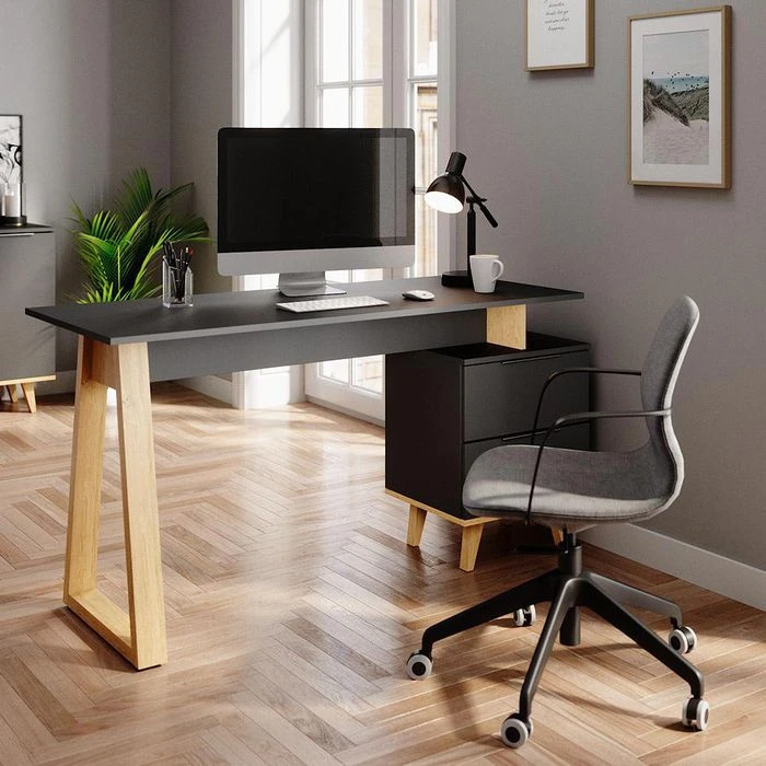 Vicco Schreibtisch Neptune L, Anthrazit, Mit Standcontainer, 138 X 60cm 2 Vicco Schreibtisch Neptune L, Anthrazit, Mit Standcontainer, 138 X 60cm – Bild 2