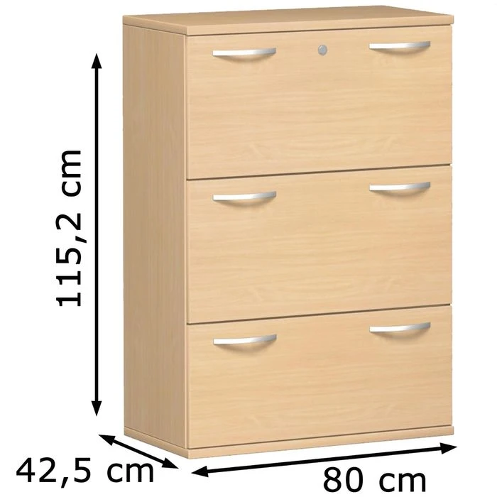 Geramöbel Hängeregisterschrank Pro, Holz, 2-bahnig, 3 Schübe, Buche 2 Geramöbel Hängeregisterschrank Pro, Holz, 2-bahnig, 3 Schübe, Buche – Bild 2