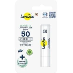 Lavozon Lippenbalsam Sensitiv Lippenpflegestift, Unparfümiert, LSF 50, 4,8g
