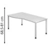 Hammerbacher Schreibtisch H-Serie, Weiß, Höhenverstellbar, 180 X 68,5-81 X 100cm, Freiform