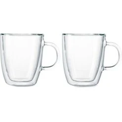 Bodum Kaffeegläser Bistro Tassen 10604-10, Doppelwandig, Mit Henkel, 300ml, 2 Stück