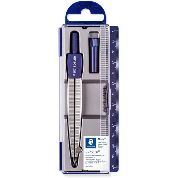 Staedtler Zirkel 550 50 Noris Club, 2-teilig, Einsatzzirkel, Grau/blau, Mit Sicherheitsnadel 1 Staedtler Zirkel 550 50 Noris Club, 2-teilig, Einsatzzirkel, Grau/blau, Mit Sicherheitsnadel