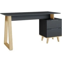 Vicco Schreibtisch Neptune L, Anthrazit, Mit Standcontainer, 138 X 60cm