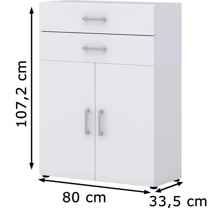 Röhr Kommode Direct.office, Weiß, Mit Türen Und Schubladen, 80 X 107,2 X 33,5cm 2 Röhr Kommode Direct.office, Weiß, Mit Türen Und Schubladen, 80 X 107,2 X 33,5cm – Bild 2